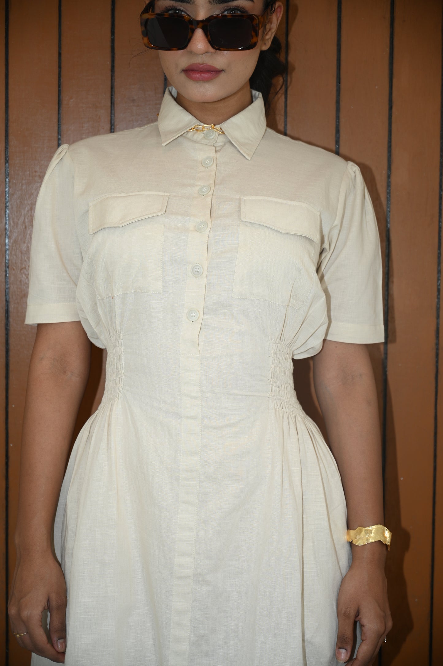 Smocking trench dress