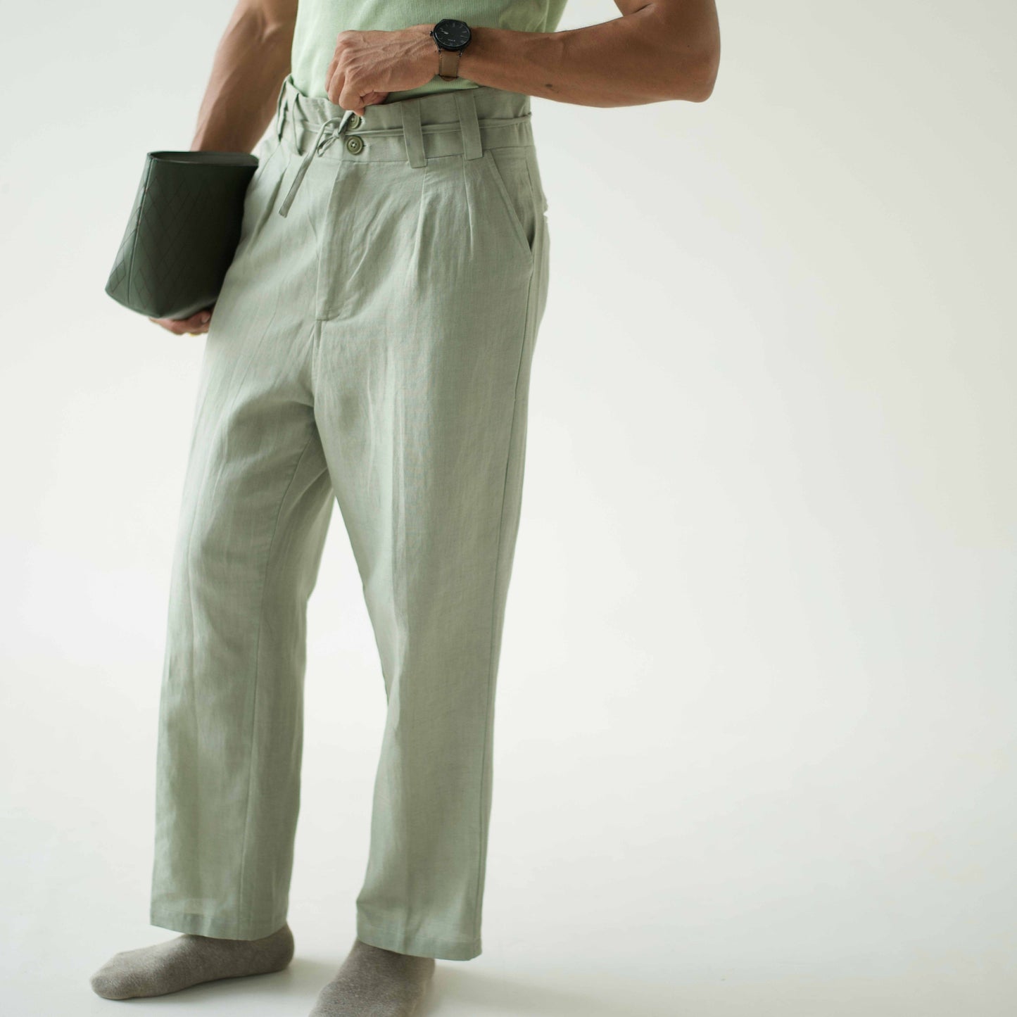 The Linen Sage Green Trouser