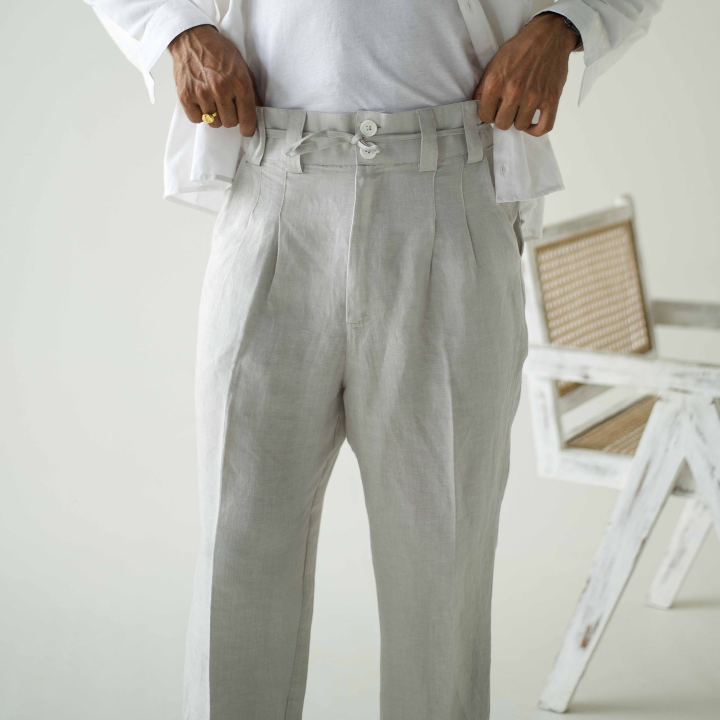 The Linen Grey Trouser